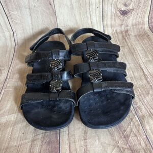 Vionic Sandal Amber Medallion Ankle Adjustable Strap Comfort Travel Black Size 8
